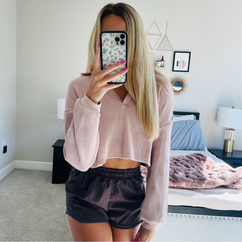 Onia Light Pink Waffle Sweater